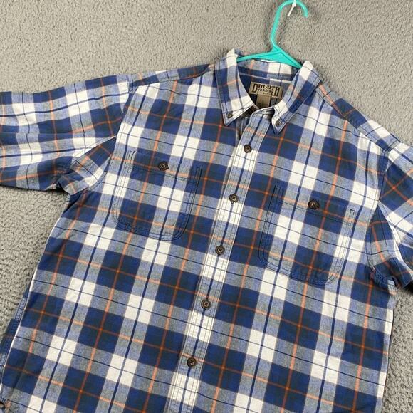 Duluth Trading Co Flannel Shirt Men's Large Blue Plaid Causal Outdoors Hiking - Picture 4 of 7